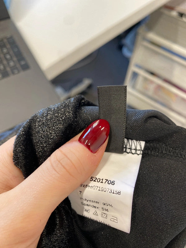 Stunning Shien black velvet look mesh long sleeve top UK 8 AE001