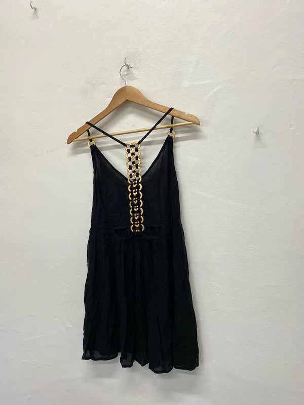 Fabulous River Island swim cover up boho dress black Uk8 KM004