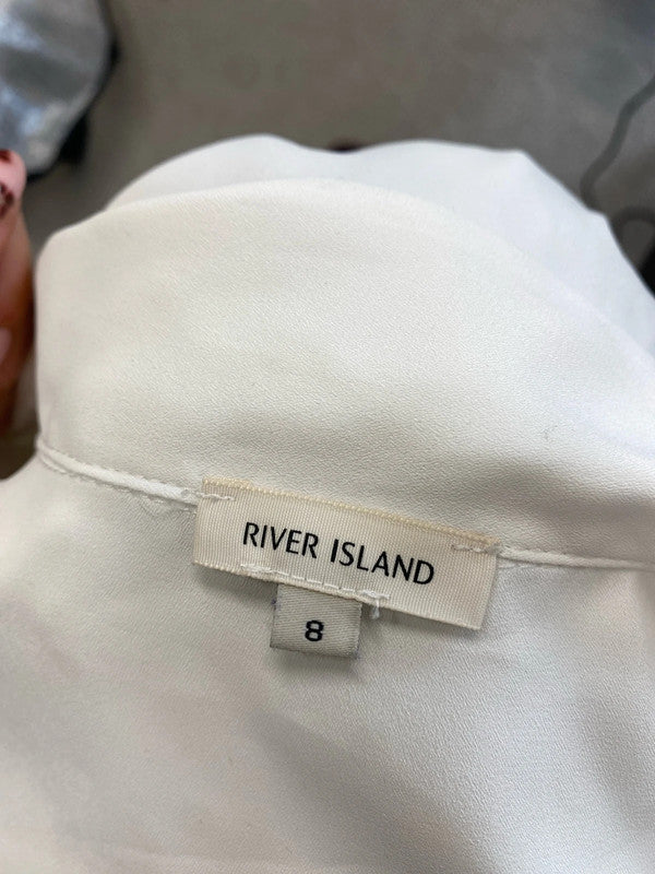 Lovely river island white blouse office vibes UK 8 JA001