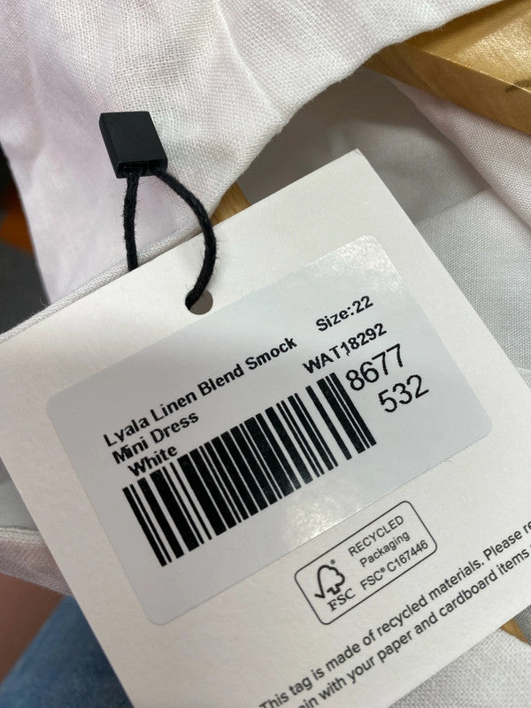 Atmos & Here Lyala Linen blend smock dress Uk22 IM001