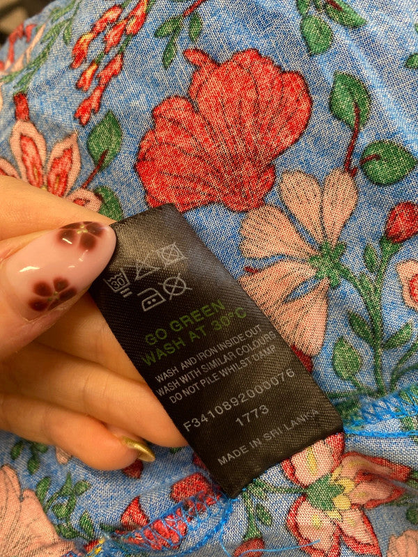 Lovely papaya tropical botanical blue dress UK 20 IM001