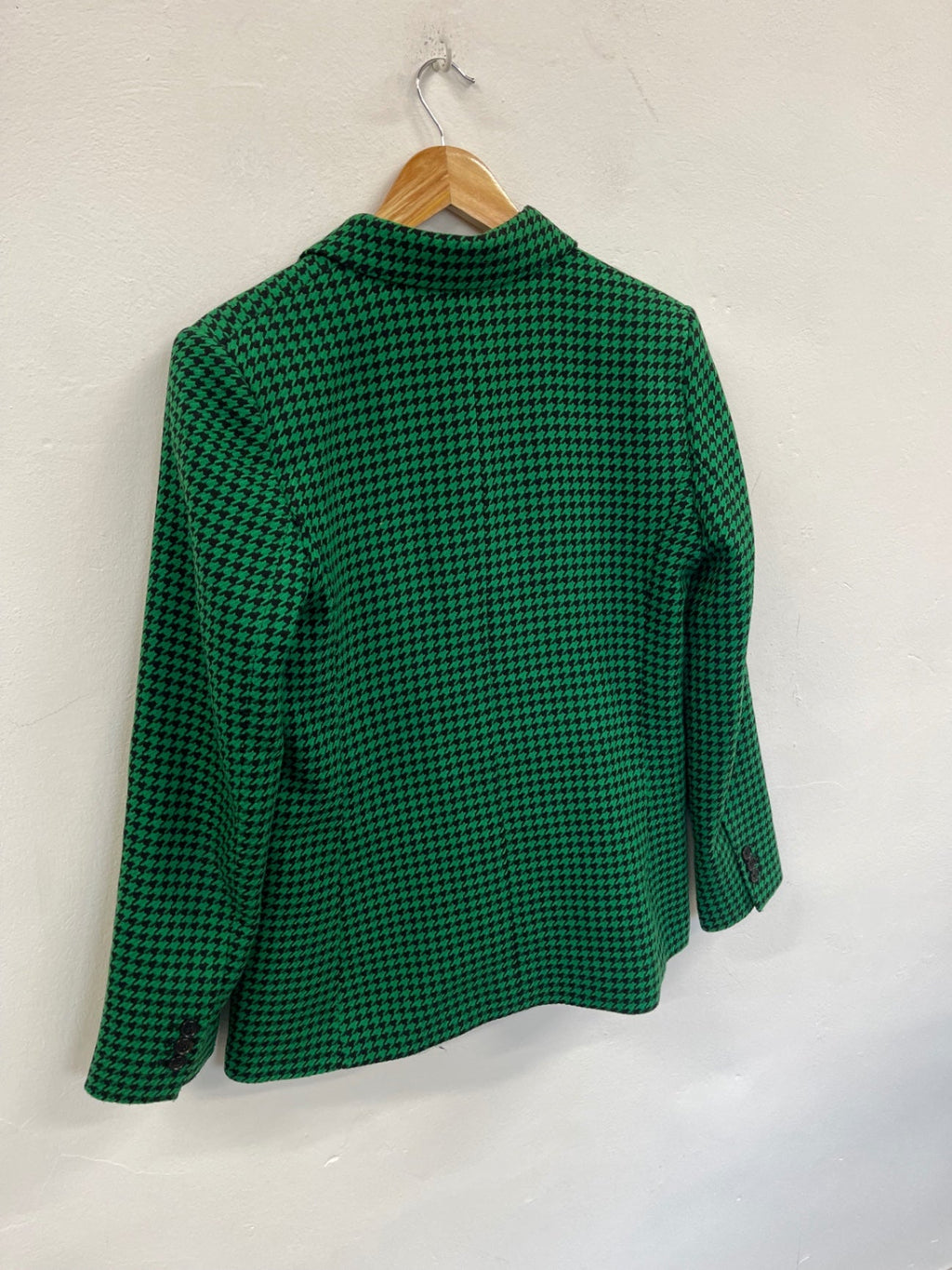 Fabulous MNG Houndstooth double breasted Blazer UkM Green & black KC528