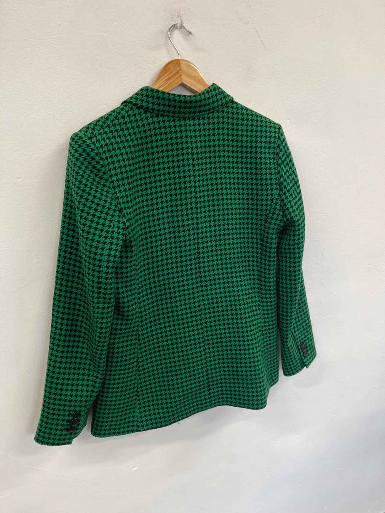 Fabulous MNG Houndstooth double breasted Blazer UkM Green & black KC528