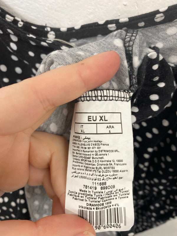 Pimkie Preppy Black & White Polkadot Mini Dress Size XL LB010