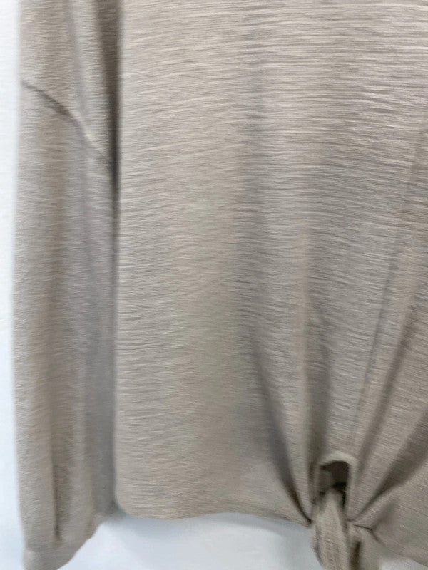 Lovely H&M grey beige tie front jumper UK M JB001