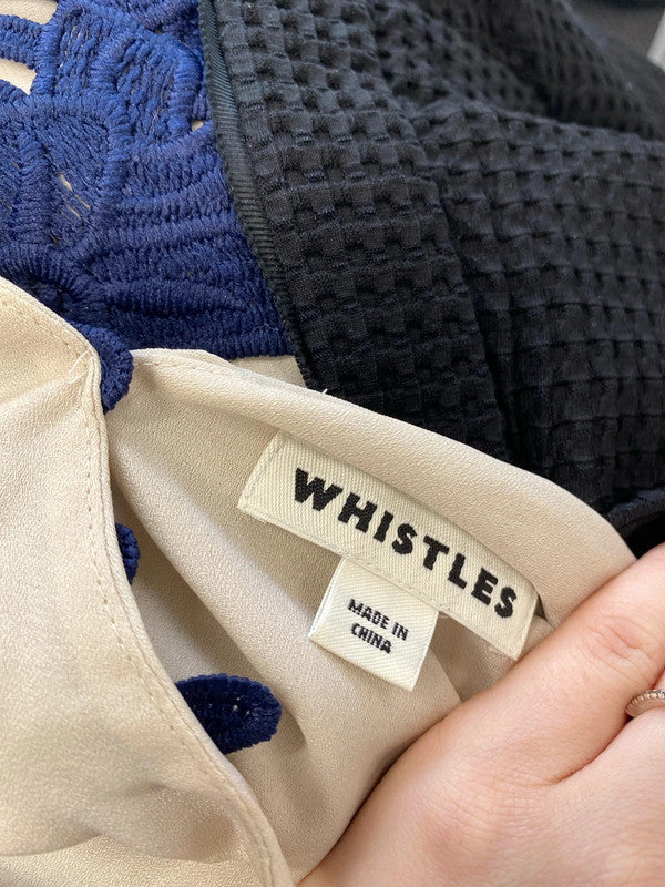 Lovely whistles black navy lace top dress UK 14 VW001