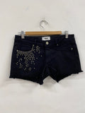 Fabulous Paige Black embellished denim Shorts UK8 Black AE001
