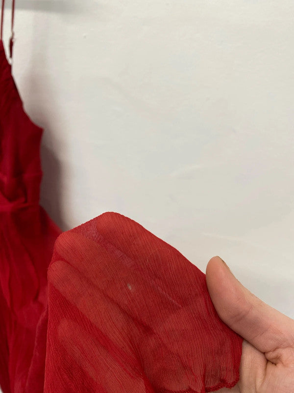 Fabulous Kookai Red silk dress Uk16 romantic Spanish flair LG006