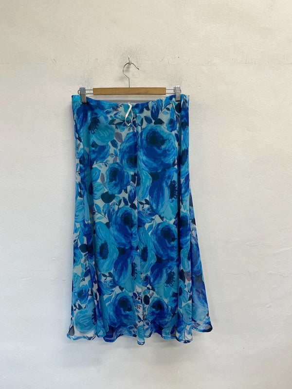 Stunning Edinburgh woolen mill blue floral skirt UK 16 IZ001