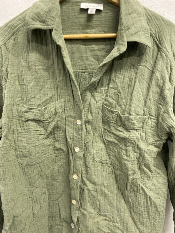 Lovely Topshop khaki textured shirt UK 12 KS002