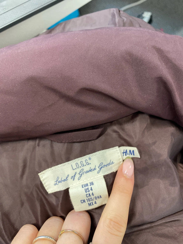 Fabulous h&m burgundy puffer jacket with hood UK 8 JH001