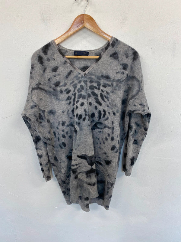 M&S Chic Cashmere Leopard Print Jumper UK 12 MD002
