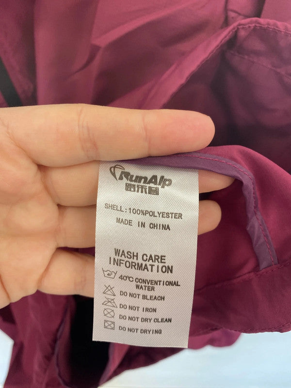 RunAlp Fab Burgundy Packable Windbreaker Coat Size L FH001