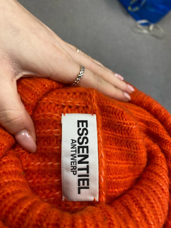 Stunning essentiel antwarp orange high neck knit jumper UK L SS002