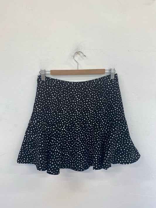 Stradivarius Preppy Black & White Polkadot Mini Skirt Size M GK002