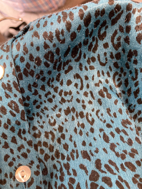 Fabulous dark Teal animal print blouse UkM LL003