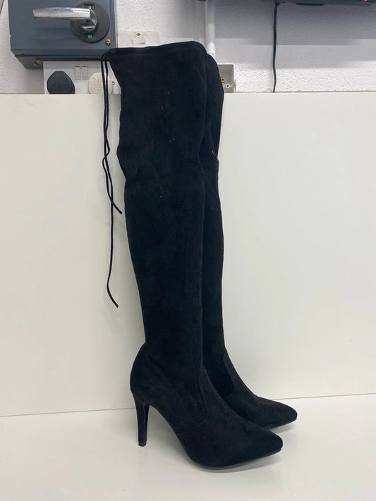 Stunning C’m Paris over the knee faux suede black boots Uk7 KM005