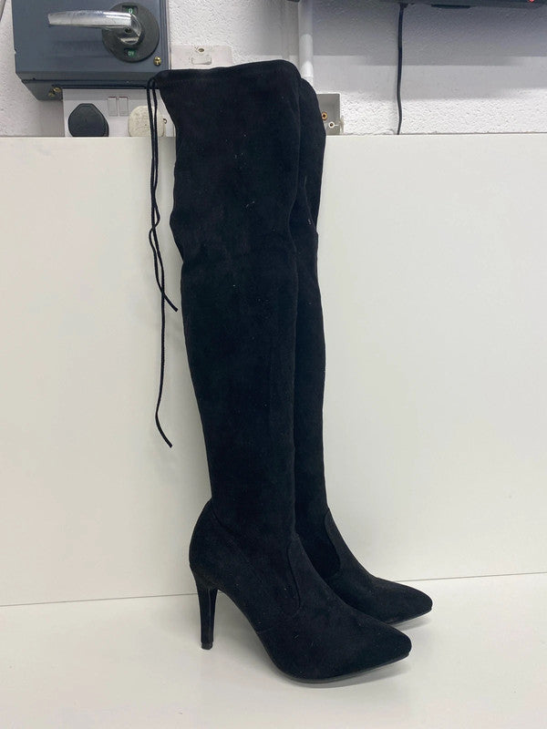 Stunning C’m Paris over the knee faux suede black boots Uk7 KM005