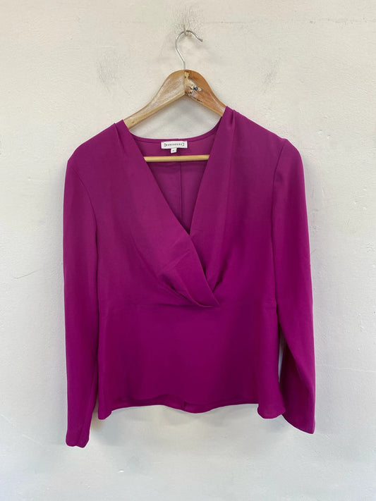 Warehouse Elegant Magenta Peplum Blouse UK 12 MD002