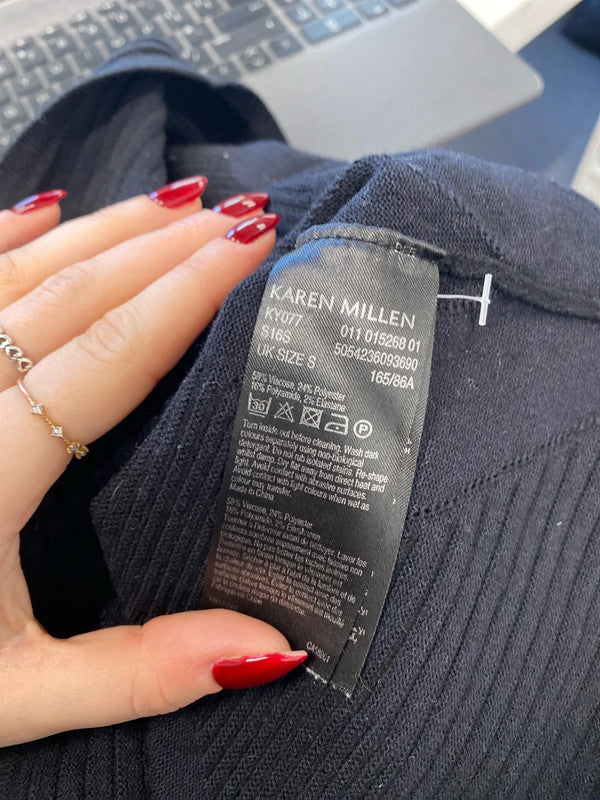 Lovely Karen Millen black textured tshirt UK S AE001