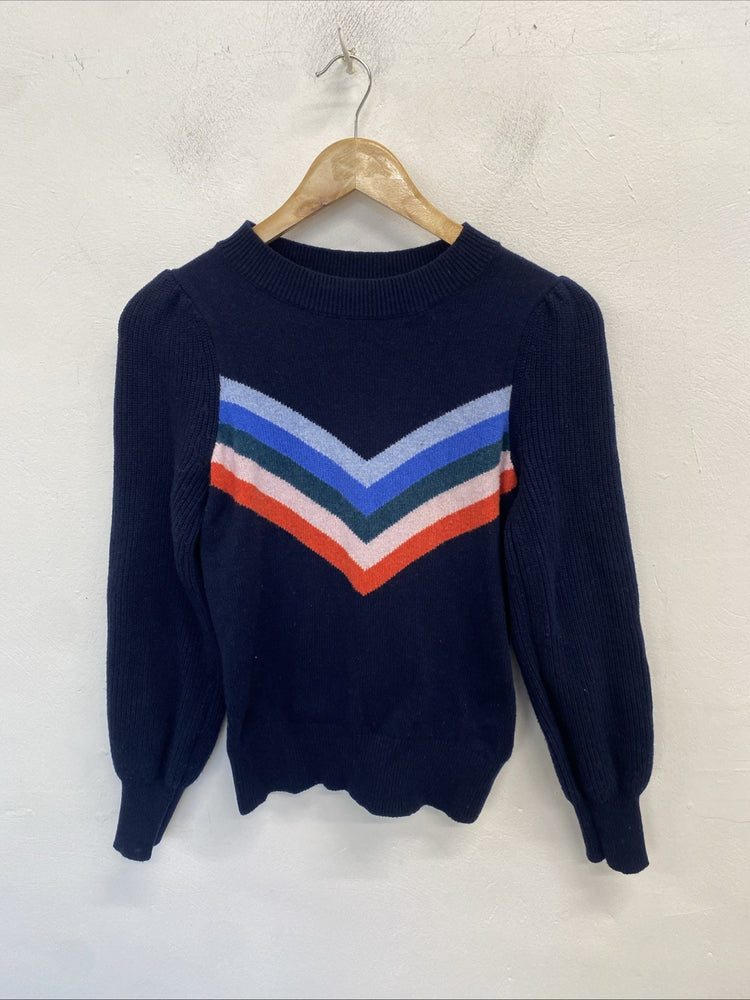 Gorgeous Hush Midnight Navy Blue Bridie Chevron Jumper Long Sleeve UK XS SS004