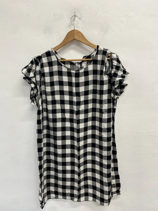 Fabulous Papaya Gingham large check cold shoulder dress Uk20 CR002