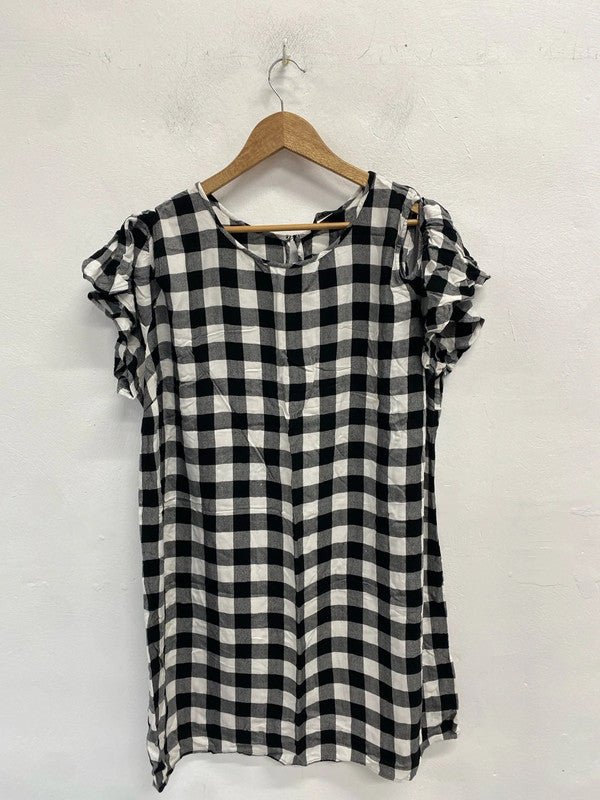 Fabulous Papaya Gingham large check cold shoulder dress Uk20 CR002