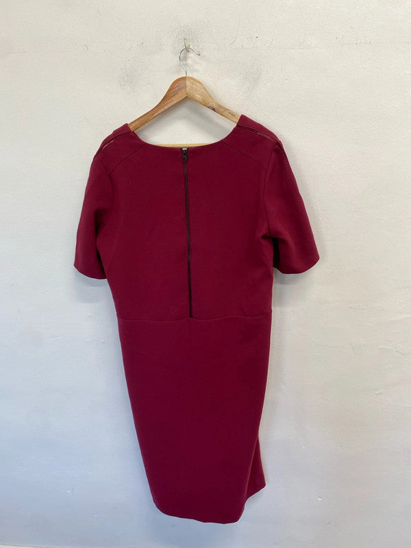 Gorgeous kin by John Lewis burgundy midi dress UK 14 MD002