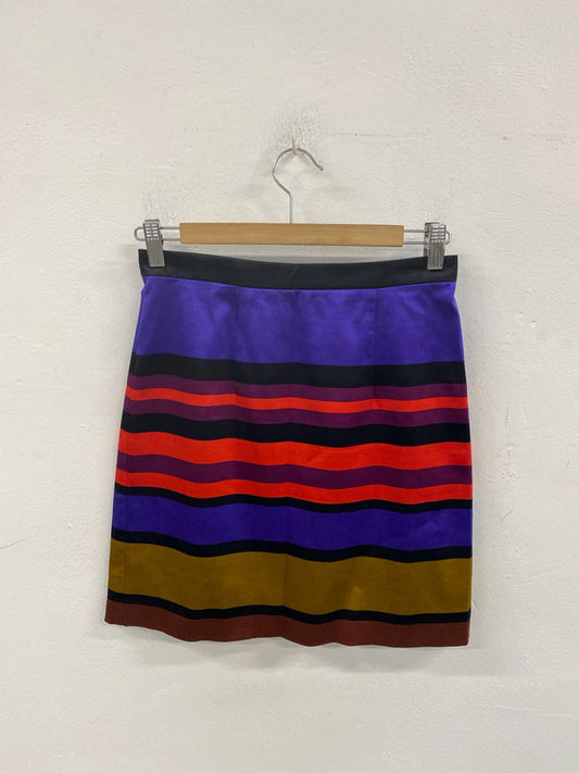 River Island Fabulous Colourblock Stripe Satin Mini Skirt UK 8 AG006