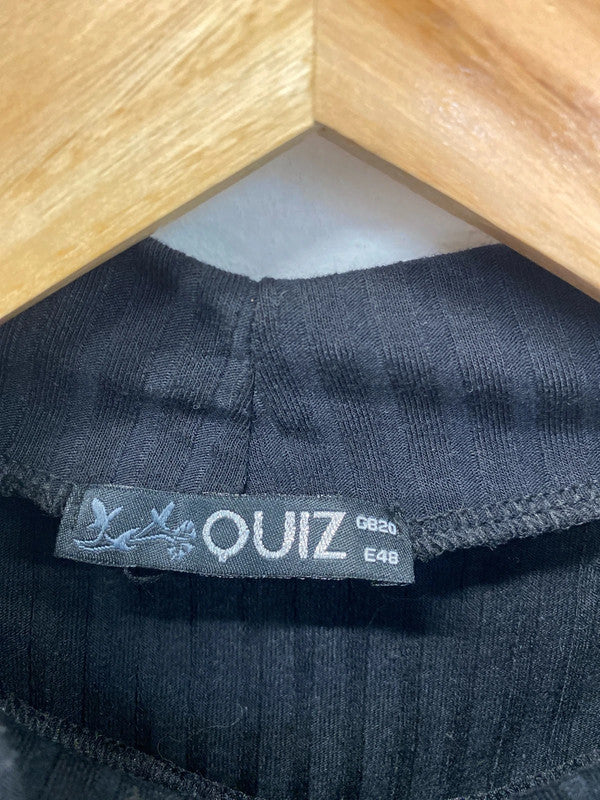 Quiz Elegant Black Ribbed Mesh Sleeve Blouse UK 20 RM002