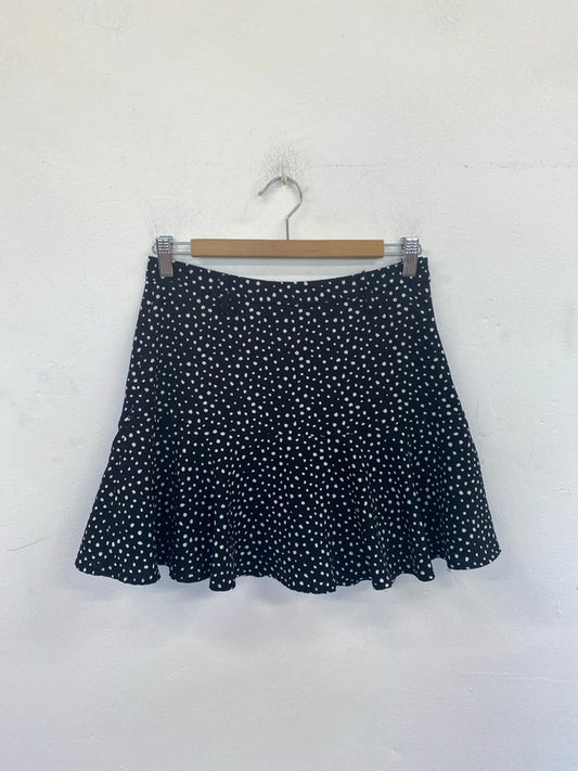 Stradivarius Preppy Black & White Polkadot Mini Skirt Size M GK002