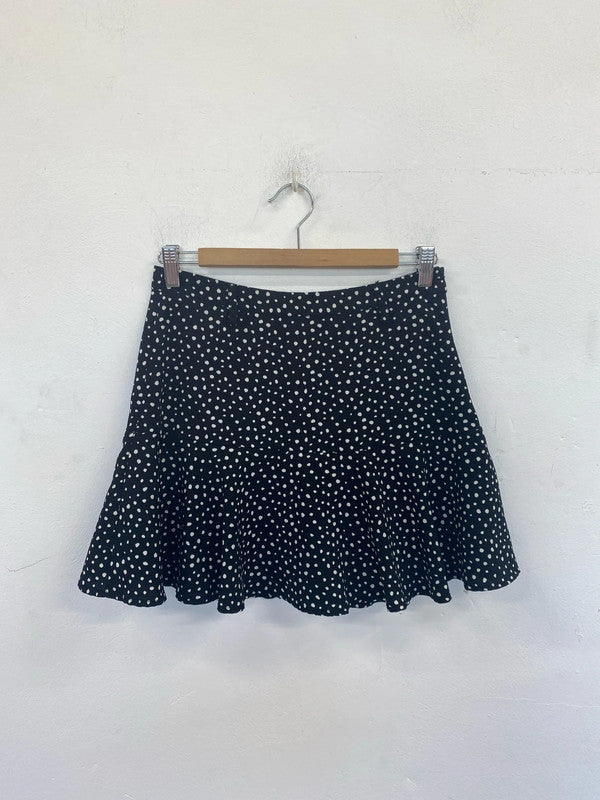 Stradivarius Preppy Black & White Polkadot Mini Skirt Size M GK002