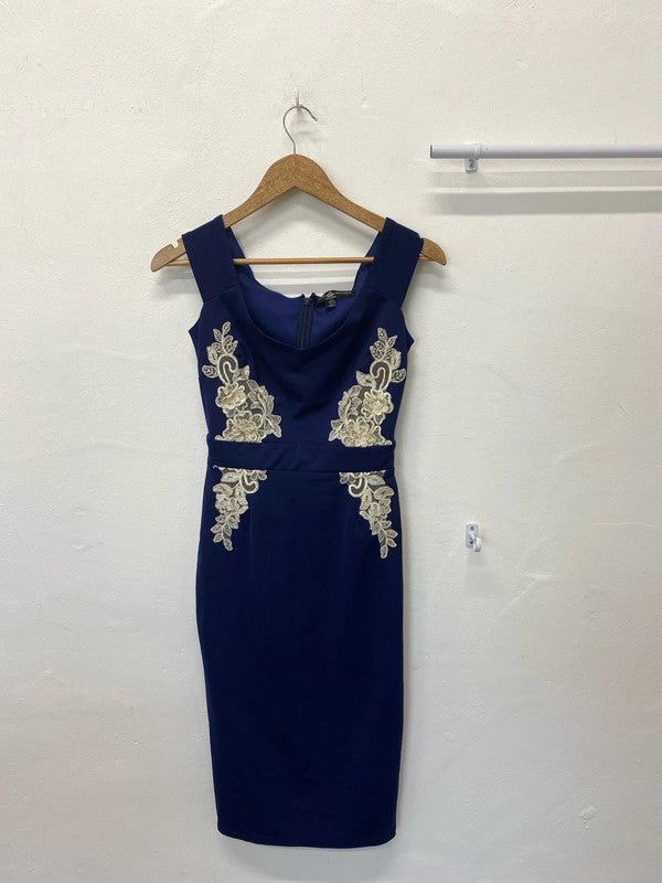 Little Mistress Navy blue dress UK6 party occasion dress HDR01