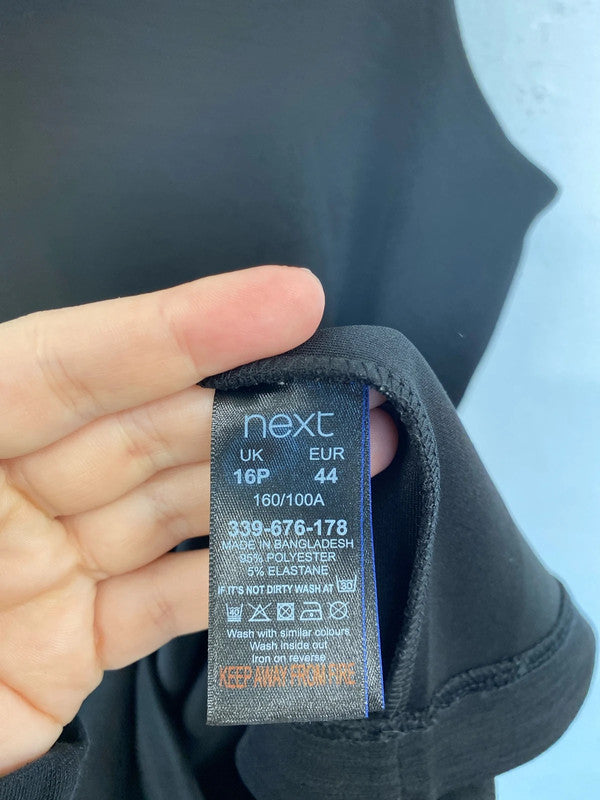 Next Stylish Black Sheath LBD Mini Dress UK 16 Petite GW001