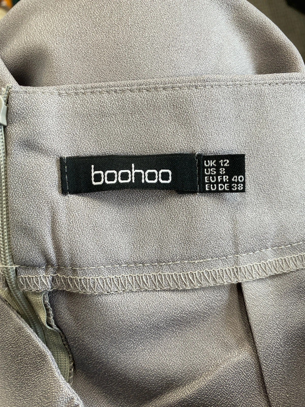 Boohoo Chic Lavender Grey Wide Leg Trousers UK 12 MS002