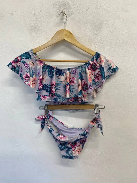 Stunning new look floral lilac off the shoulder bikini set UK 8 LK009