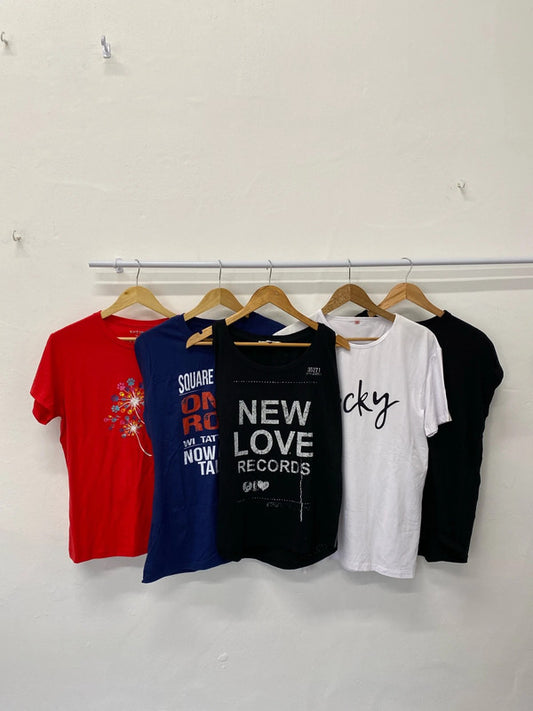 Fabulous Bundle of ladies summer t shirts 10-14 Shein River island SG090