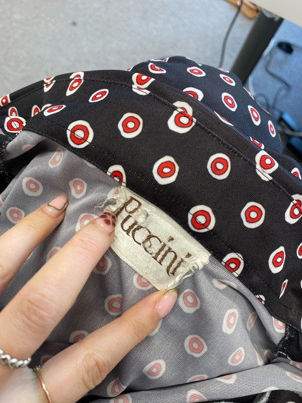 Lovely puccini vintage black red spotted shirt long sleeve measured size LH002