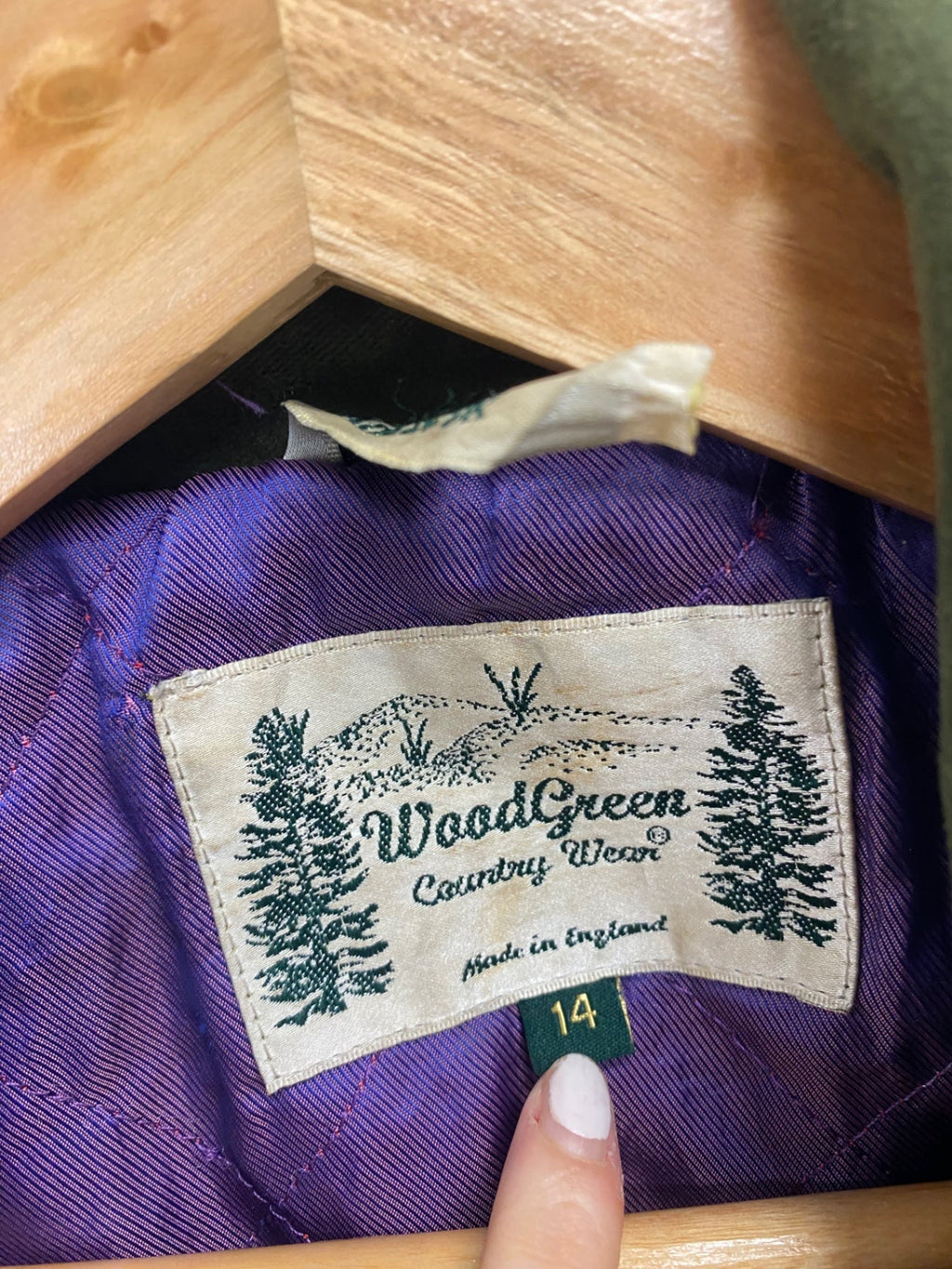 Stunning WoodGreen Utility wool Jacket UK 14 Khaki checked KR559