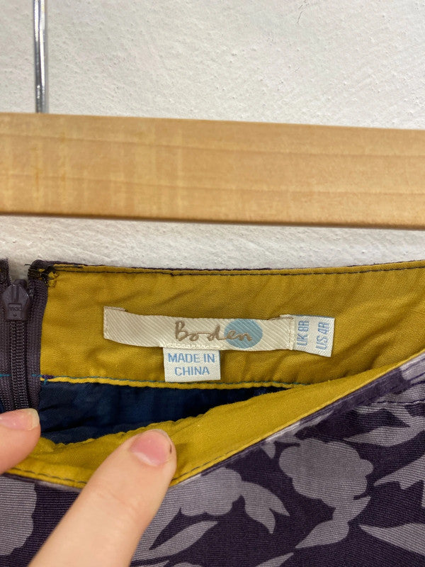 Boden Elegant Purple Floral Mini Skirt UK 8R MM005