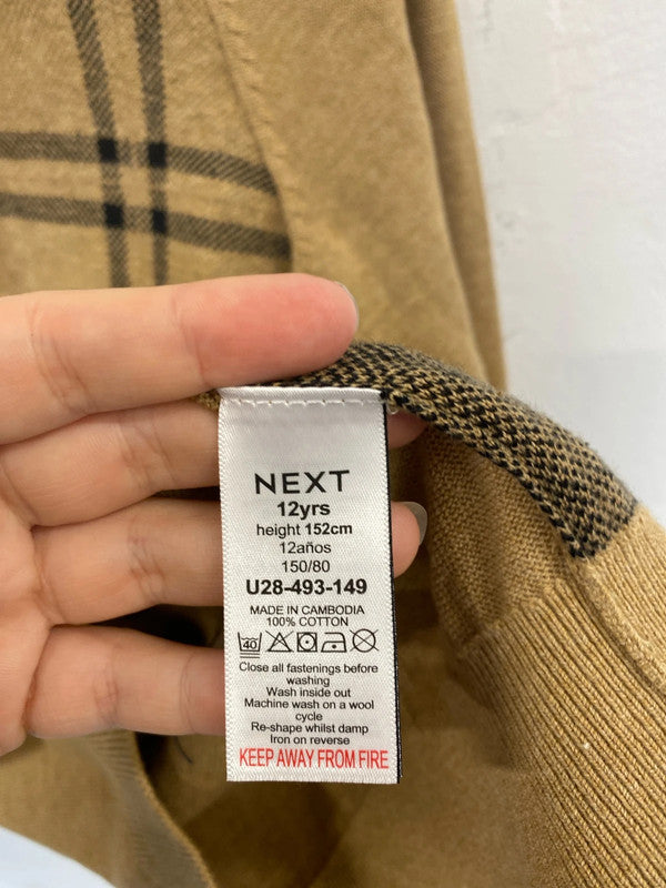 Next Boys Smart Brown Check Zip Detail Jumper 12 Years AT001