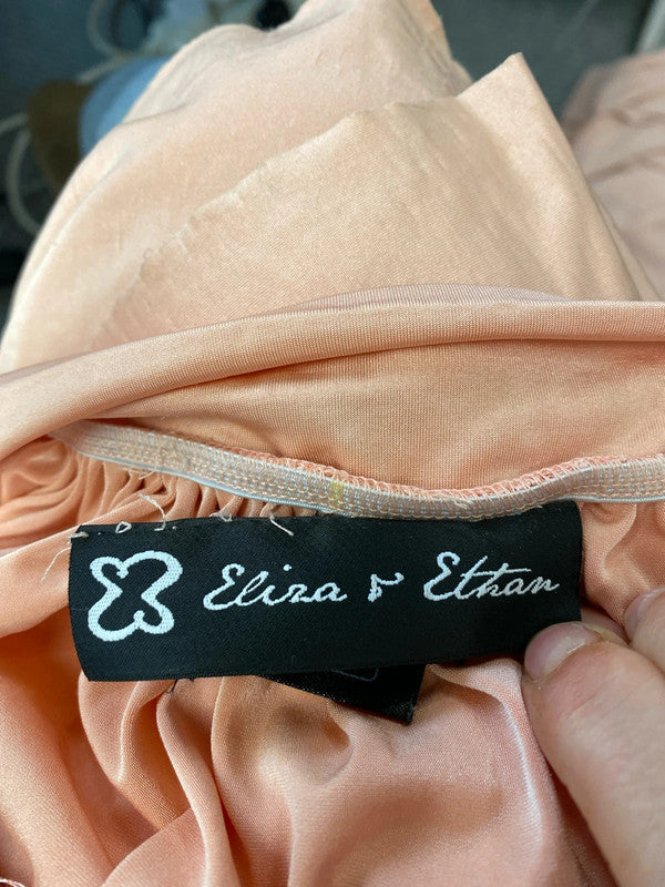 Fabulous Eliza & Ethan peach maxi dress with boob modesty tube Uk14-20 CR002