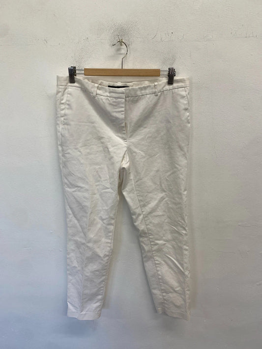 Lovely Zara casual white trousers office UK 14 NN001