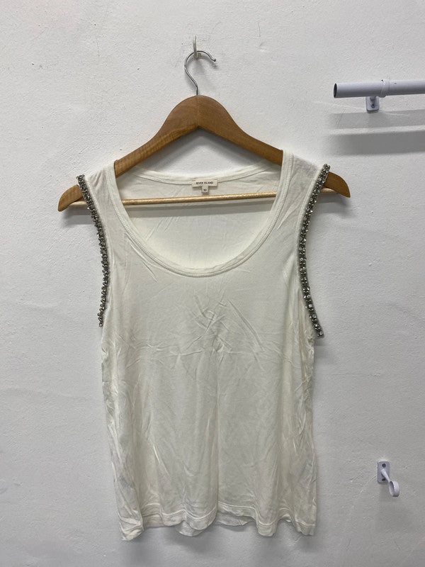 Fabulous Cream tank top from River Island embellished Uk10 JB001