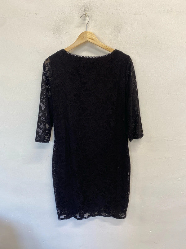 Lovely m&s collection lace black midi dress UK 14 MW001