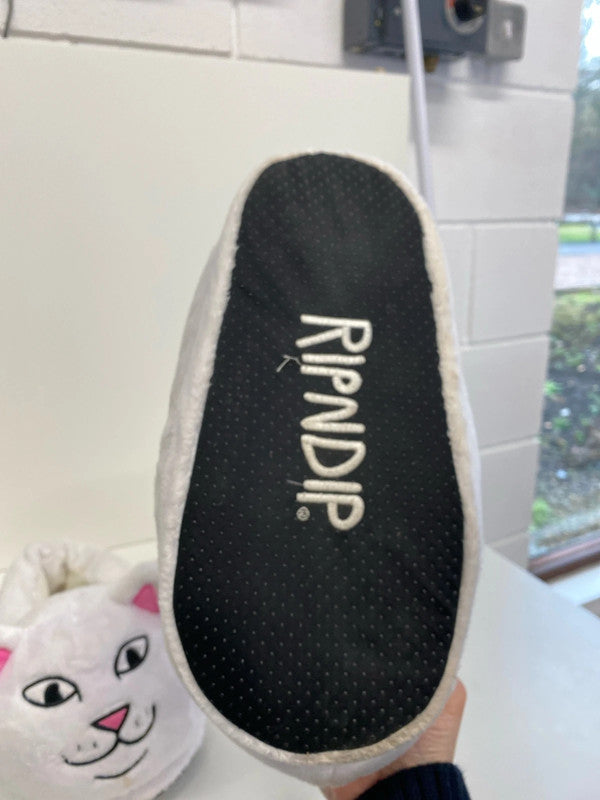 Fabulous Men’s Ripndip white cat flufffy slipper UkL/Xl 9-11 JR001