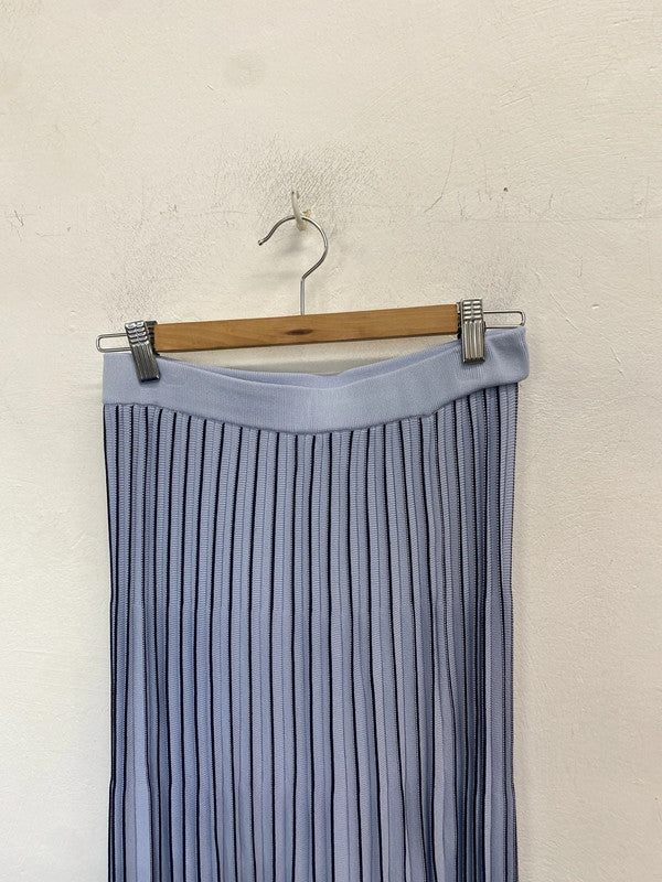 Stunning mango pleated blue black split hem midi skirt UK M HS001