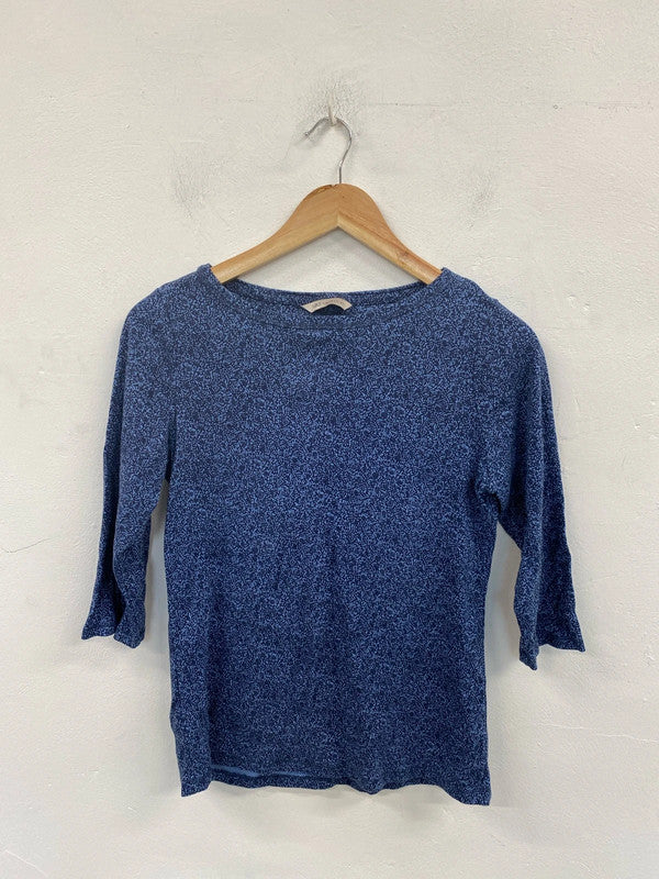M&S Chic Blue & Navy Speckle Pattern Top UK 10 MM005