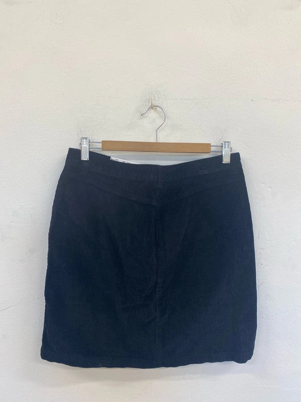 Papaya Stylish Black Corduroy Mini Skirt UK 12 AO001