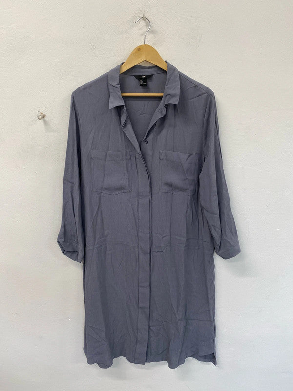 Beautiful soft grey H&M shirt dress tunic 16 KM003